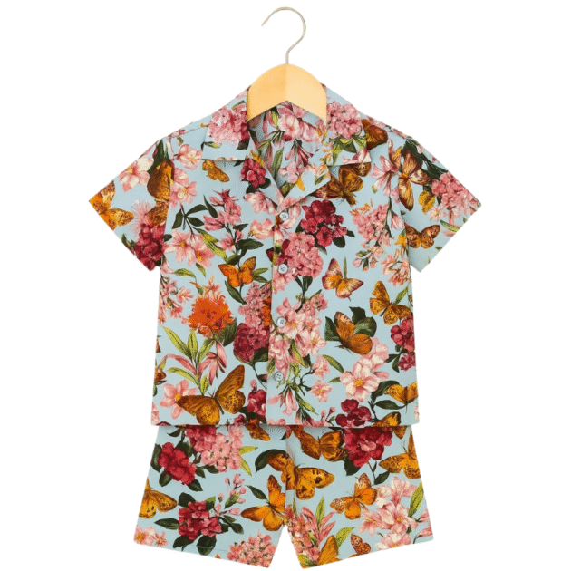 Sky Blue Butterfly & Floral Co-ord Set for Boys